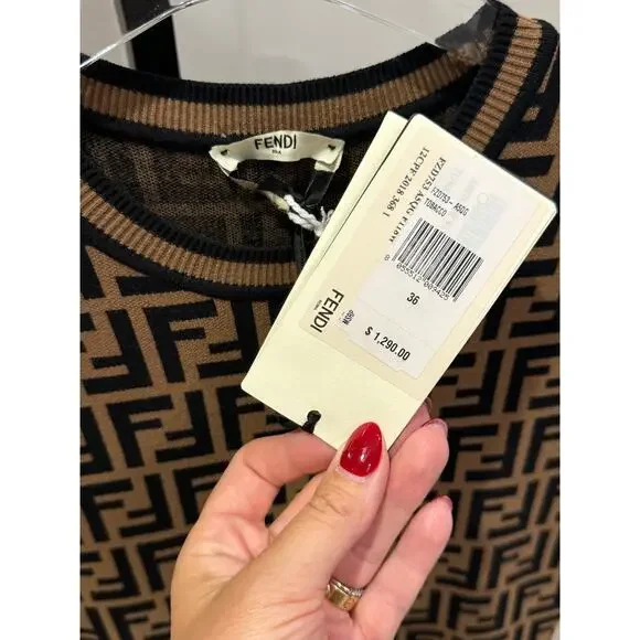 *AUTHENTIC* FENDI - Long Logo Dress, Size 36 - Picture 6 of 9